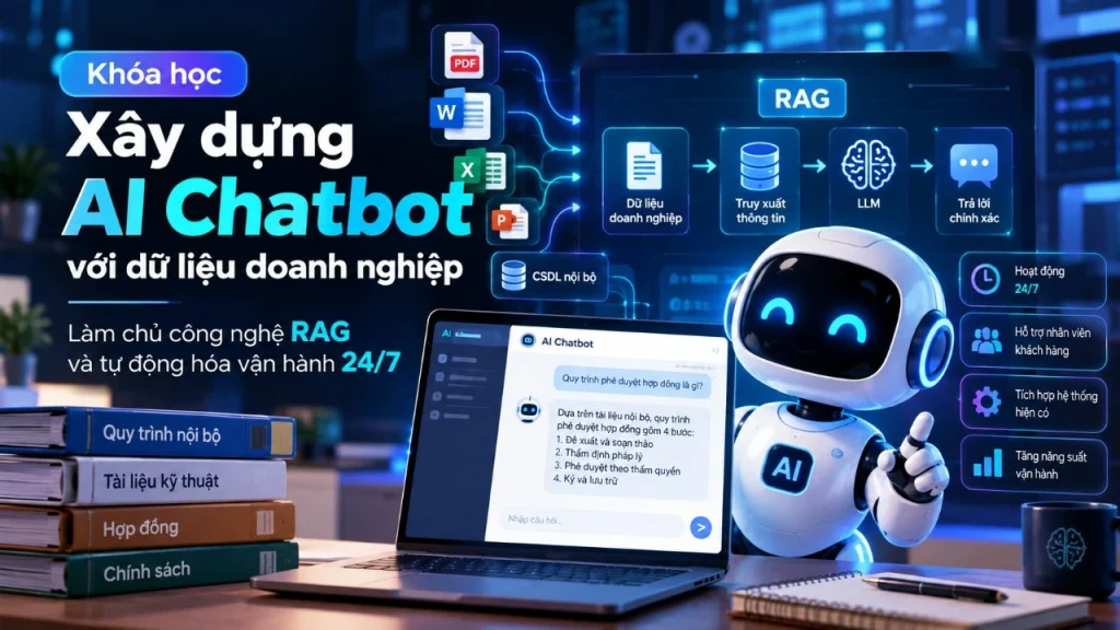 Khóa học Xây dựng AI Chatbot với dữ liệu doanh nghiệp – Làm chủ công nghệ RAG và tự động hóa vận hành 24/7